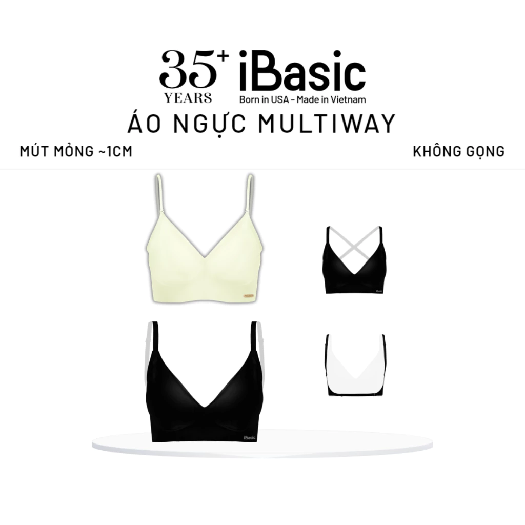 Combo 2 Áo ngực su mút mỏng Multiway mặc nhiều kiểu iBasic không gọng BRAW127, BRAW113