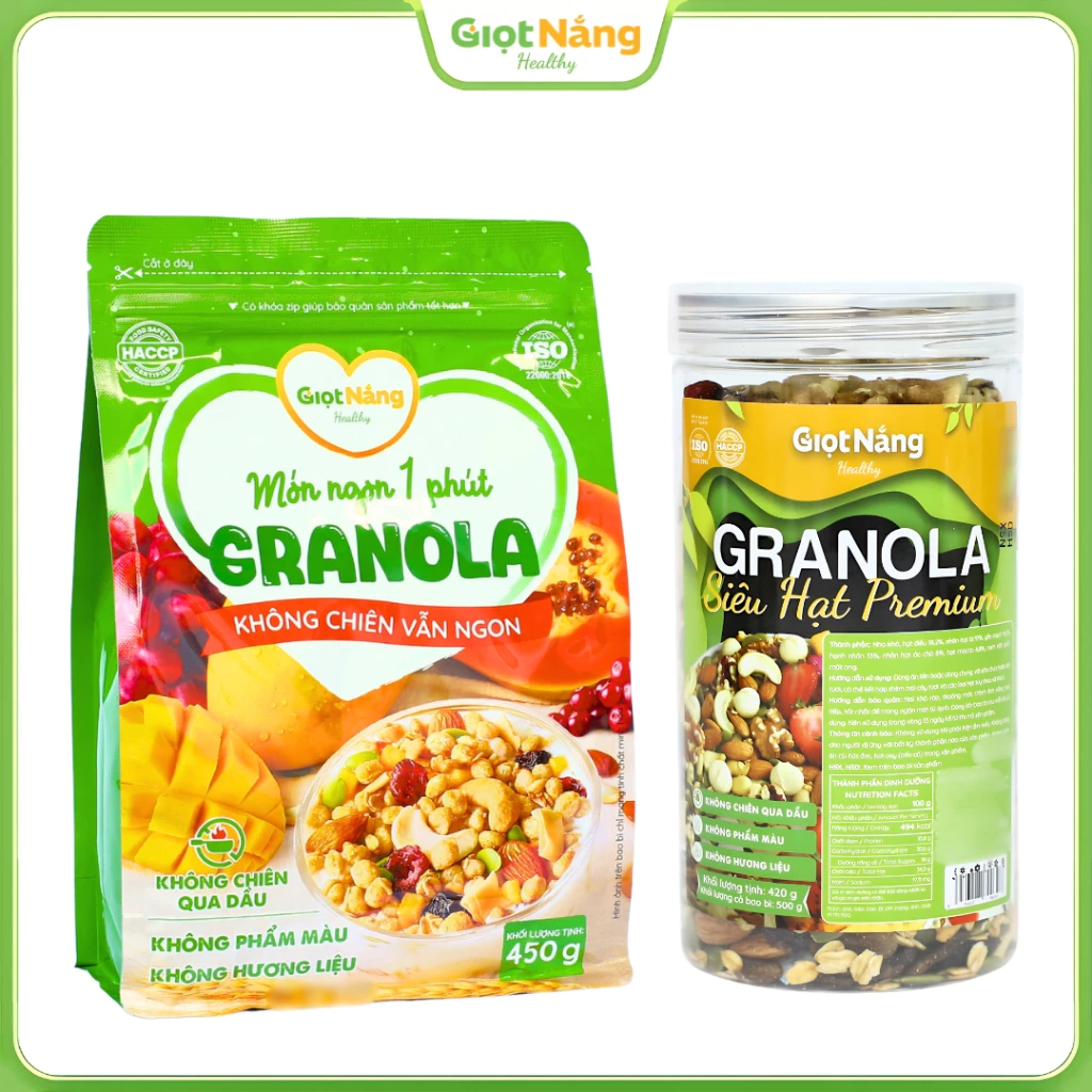 Combo Granola Túi Granola Mới  + Granola Siêu Hạt Premium Từ Nông Sản Giọt Nắng Dịp Tết Trung Thu
