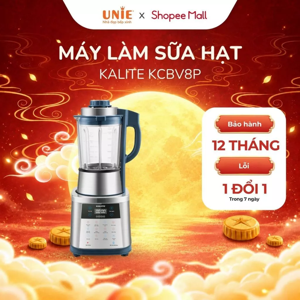 Máy làm sữa hạt KALITE KCBV8P dung tích 1.75L, lưỡi dao 8 cánh inox 304, đa năng 8in1, bảo hành 24 tháng