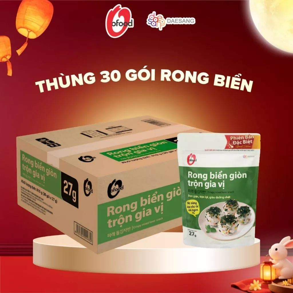 [THÙNG 30 GÓI] Rong biển giòn trộn các vị O'food gói 27g