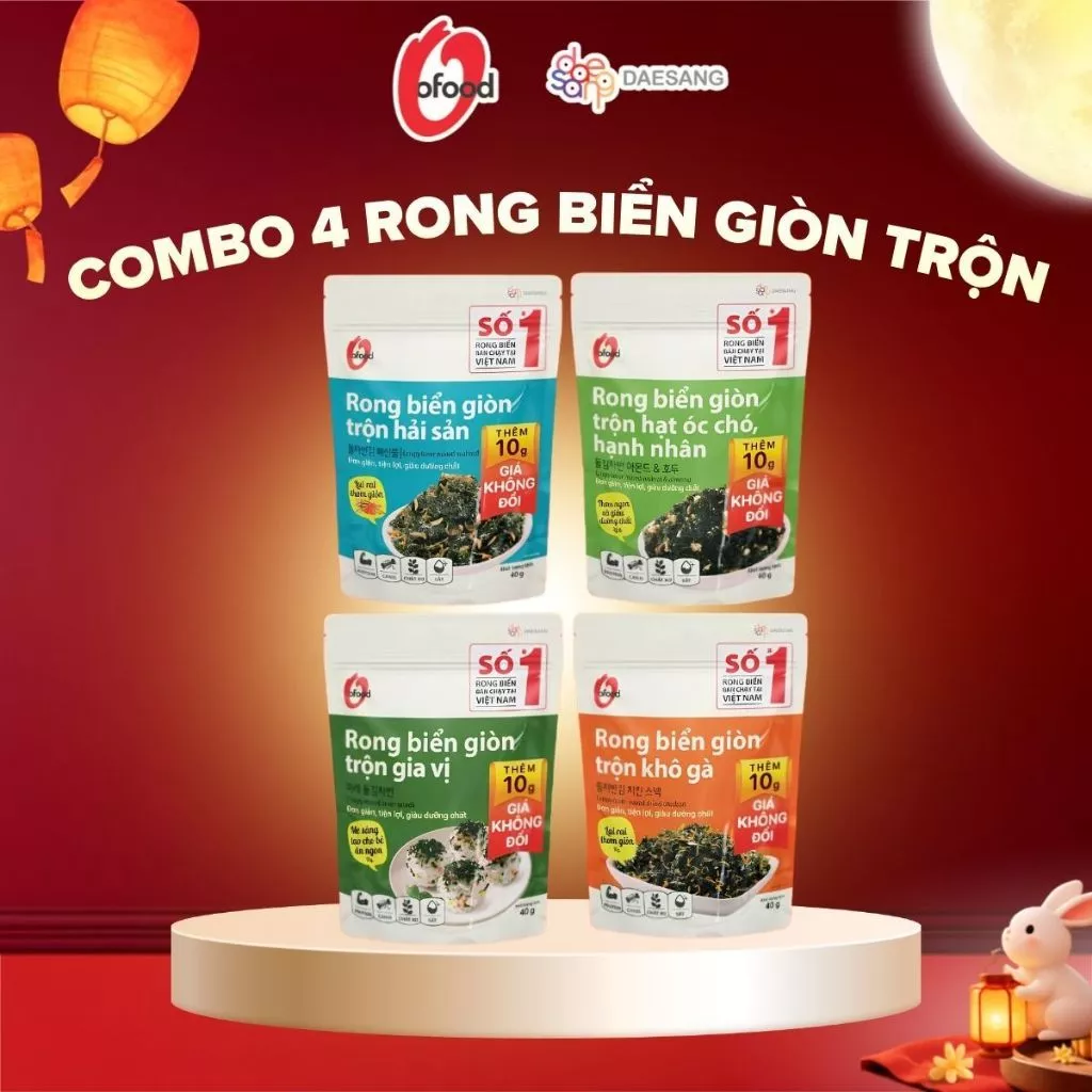 [O’Food] Combo 4 rong biển giòn trộn 4 vị – Ăn liền, trộn cơm, ăn kèm