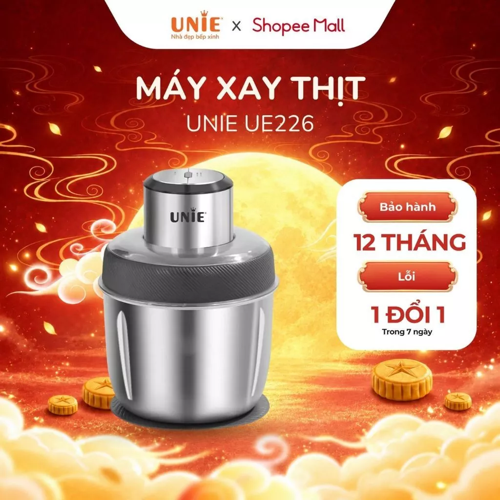 [HỎA TỐC HN] Máy xay thịt, đánh ruốc Unie UE226, 2 cối to,dung tích 2.5L, thiết kế 4 lưỡi dao sắc bén, Bảo hành 12 tháng