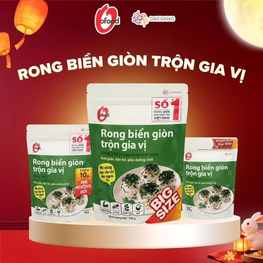 Rong biển giòn trộn gia vị O’food – Vị ngọt vừa ăn, trộn cơm cháo tiện lợi, ngon miệng, đồ ăn vặt ngon