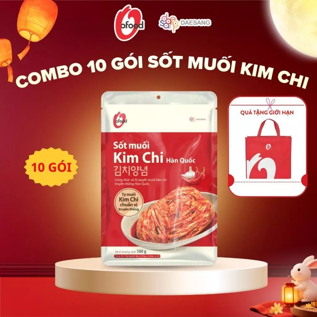 [O'FOOD VN] COMBO 10 GÓI SỐT MUỐI KIM CHI O'FOOD 180G – CHUẨN VỊ HÀN QUỐC | TẶNG 1 TỦI VẢI O'FOOD