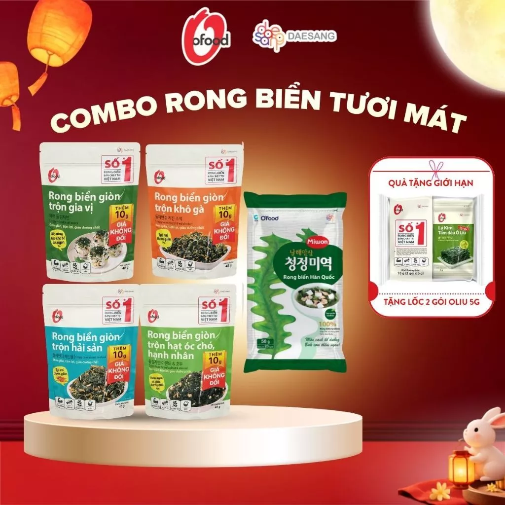 [O'FOOD VN] COMBO RONG BIỂN TƯƠI MÁT O'FOOD – RONG BIỂN ĂN LIỀN, GIÒN THƠM, TIỆN LỢI | TẶNG 1 LỐC RONG BIỂN 2 VỊ OLIU
