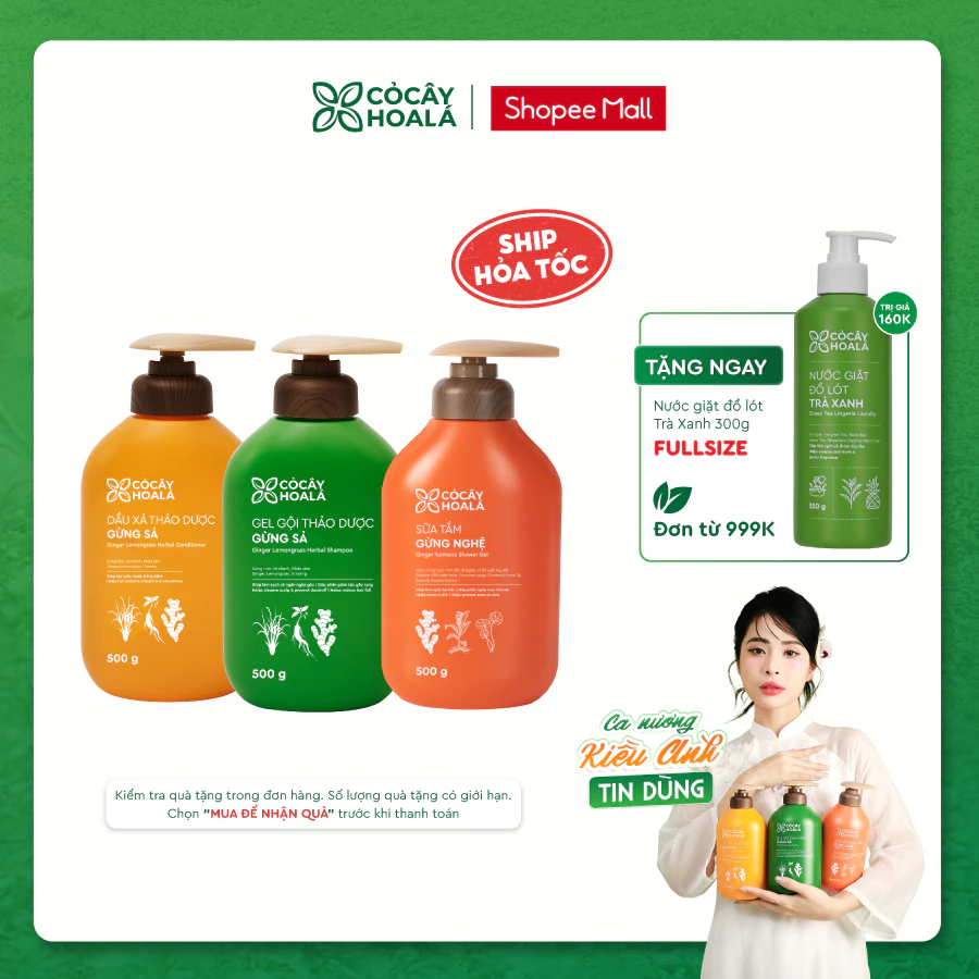[COMBO DỊU NHẸ BÊN MẸ] Combo Dầu Gội Xả Gừng Sả, Sữa Tắm Gừng Nghệ Cỏ Cây Hoa Lá VIETNAM