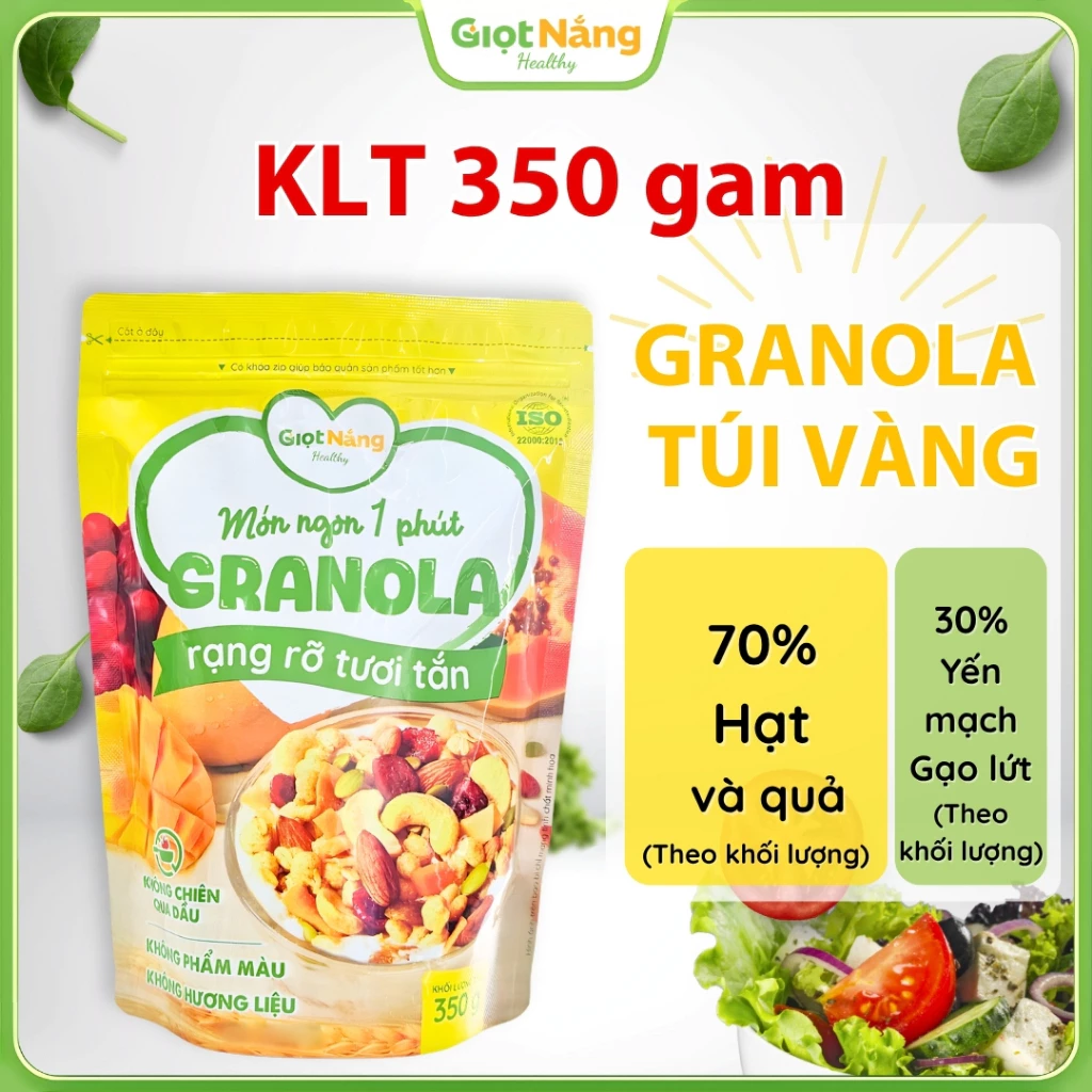 Granola Túi Vàng Mới Nhiều Hạt Ngon Giòn Với Viên Yến Mạch Trái Cây Mới Từ Nông Sản Giọt Nắng Dịp Tết Trung Thu