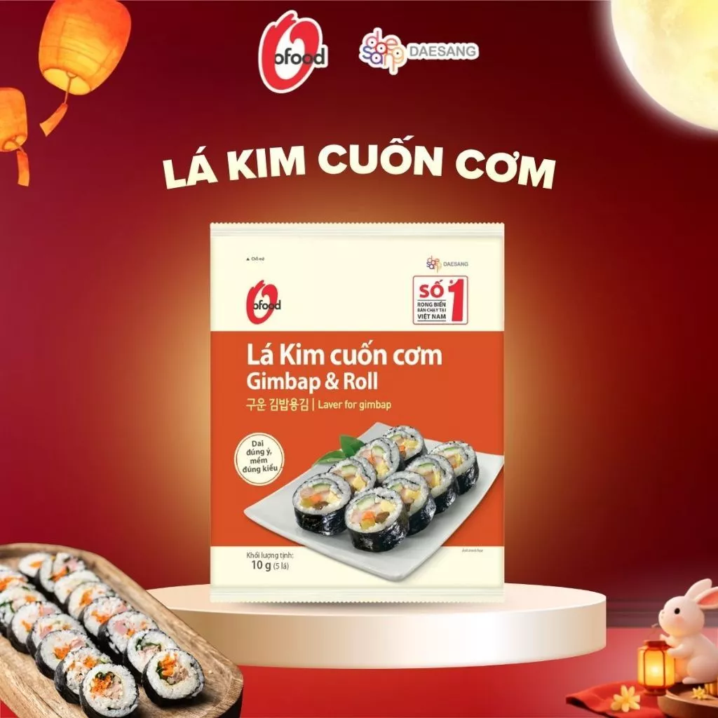 [O'FOOD VN] RONG BIỂN LÁ KIM CUỐN CƠM HÀN QUỐC O'FOOD 10G – RONG BIỂN LÀM KIMBAP, SUSHI, TIỆN LỢI