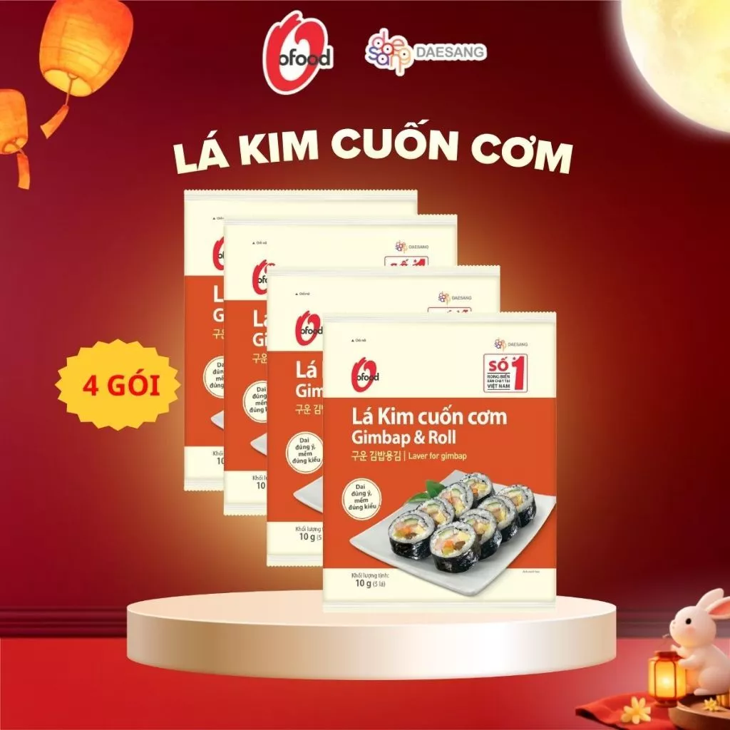 [O'FOOD VN] COMBO 4 GÓI RONG BIỂN LÁ KIM CUỐN CƠM HÀN QUỐC O'FOOD 10G – LÀM KIMBAP, SUSHI, TIỆN LỢI