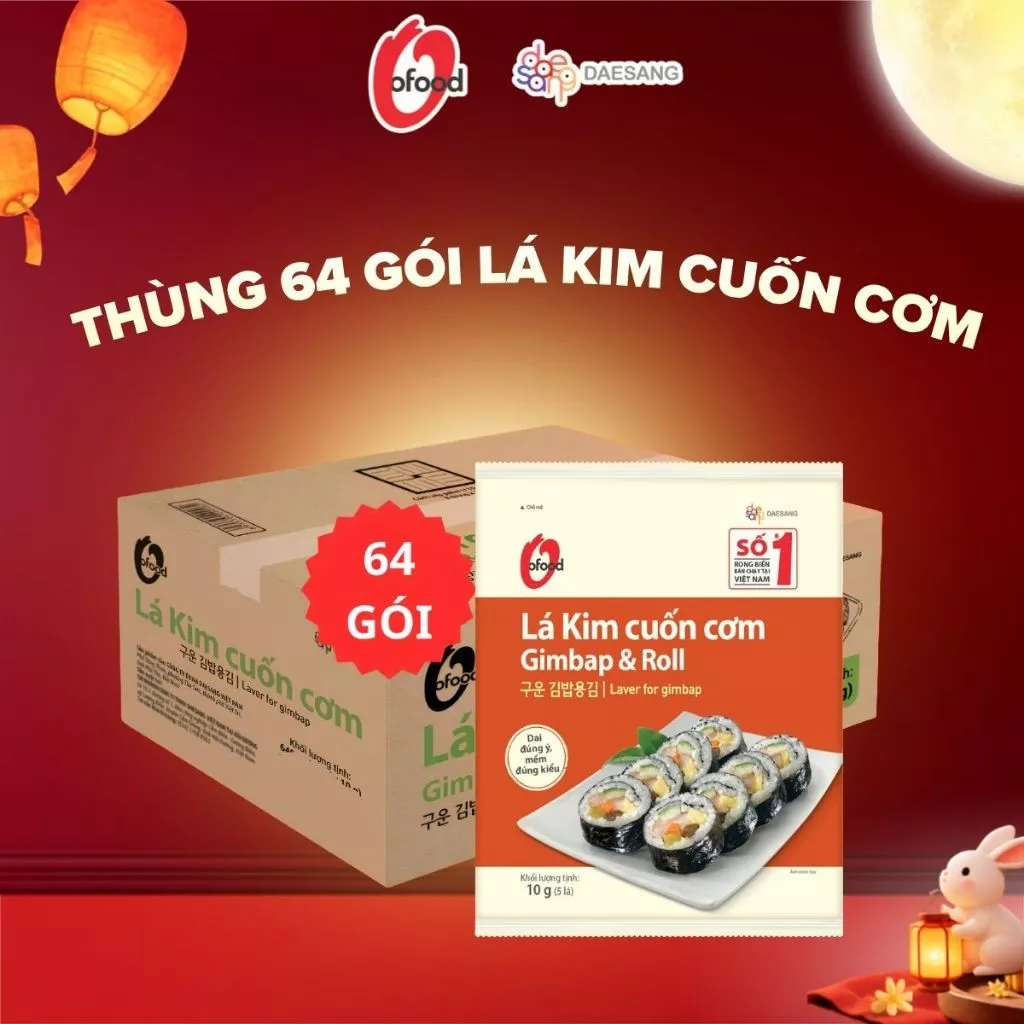 [O'FOOD VN] [THÙNG 64 GÓI] RONG BIỂN LÁ KIM CUỐN CƠM HÀN QUỐC O'FOOD 10G – LÀM KIMBAP, SUSHI, TIỆN LỢI