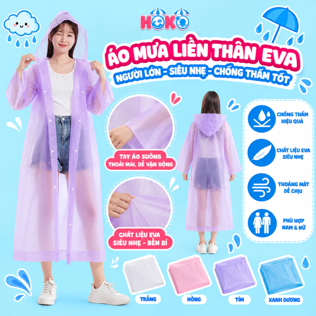 Áo Mưa Người Lớn Dành Cho Nam Nữ Cầm Tay Nhỏ Gọn Đi Du Lịch, Xe Đạp, Dã Ngoại Chống Mưa