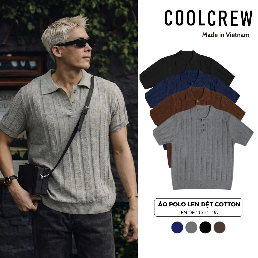 Áo Polo Ngắn Tay Len Dệt Kim Cotton 𝐂𝐎𝐎𝐋𝐂𝐑𝐄𝐖 Form Regular Fit Phong Cách Trẻ Trung Hàn Quốc ALC01 ALN058