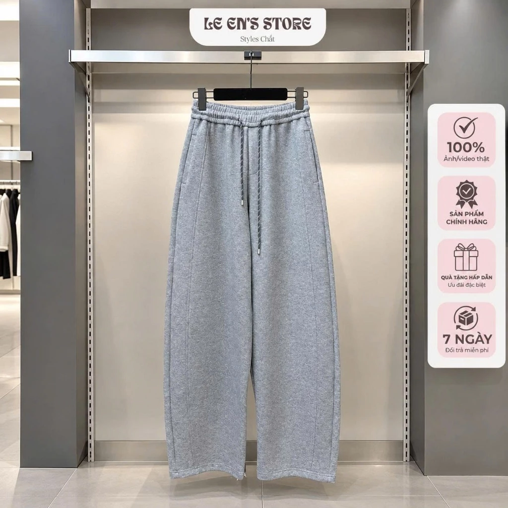 Quần Nỉ Nữ Suông Thụng Ống Rộng Chất Cotton Nỉ Dày Dặn, Quần Nỉ Ống Suông Unisex Nam Nữ Loại 1 -Q61