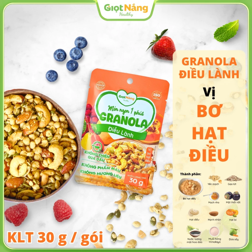Granola Điều Lành Vị Bơ Hạt Điều Giọt Nắng Mới Ngon Giòn Bùi Từ Nông Sản Giọt Nắng Dịp Tết Trung Thu