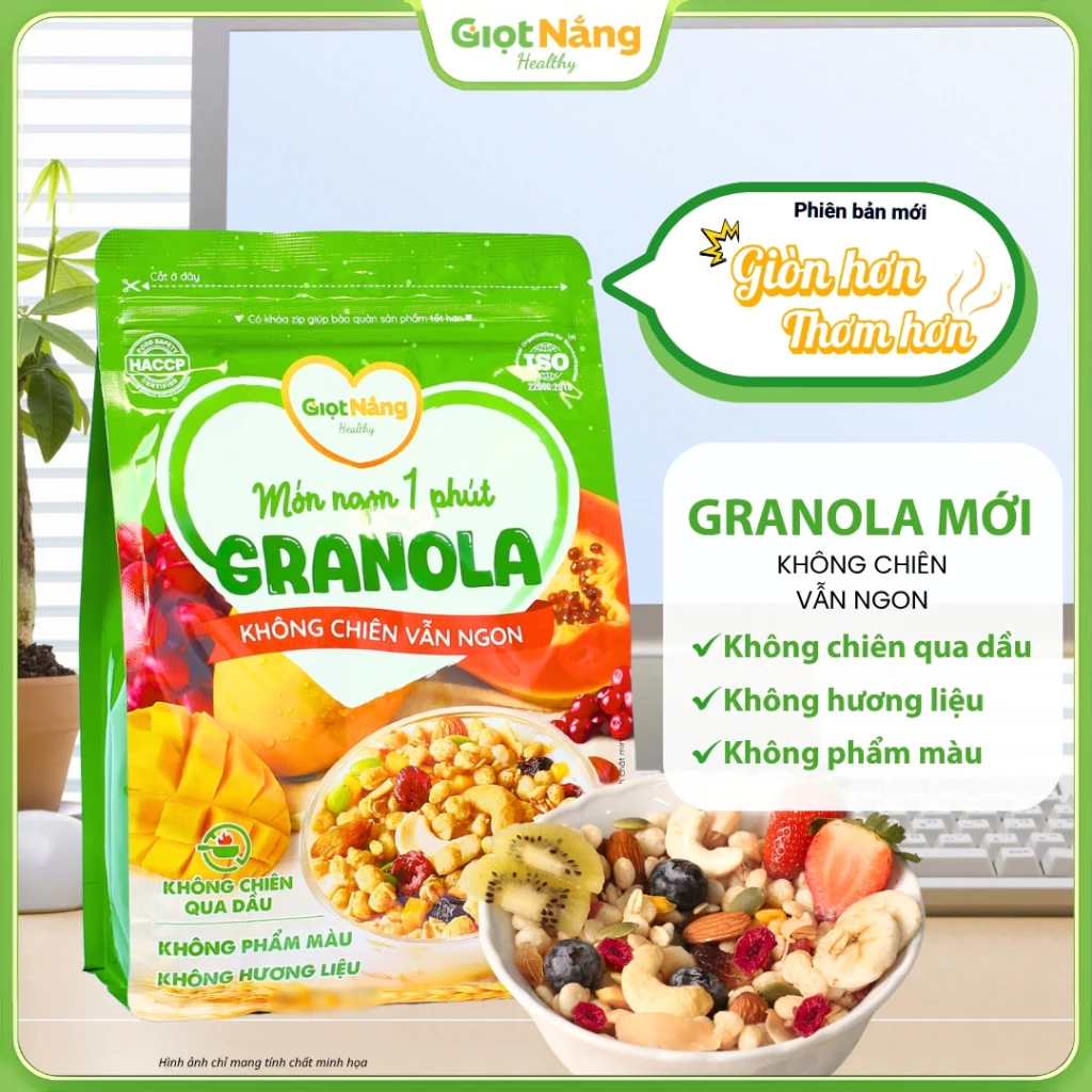 [1 Túi] Granola Không Chiên Vẫn Ngon Yến Mạch Giúp No Lâu từ Nông Sản Giọt Nắng Dịp Tết Trung Thu