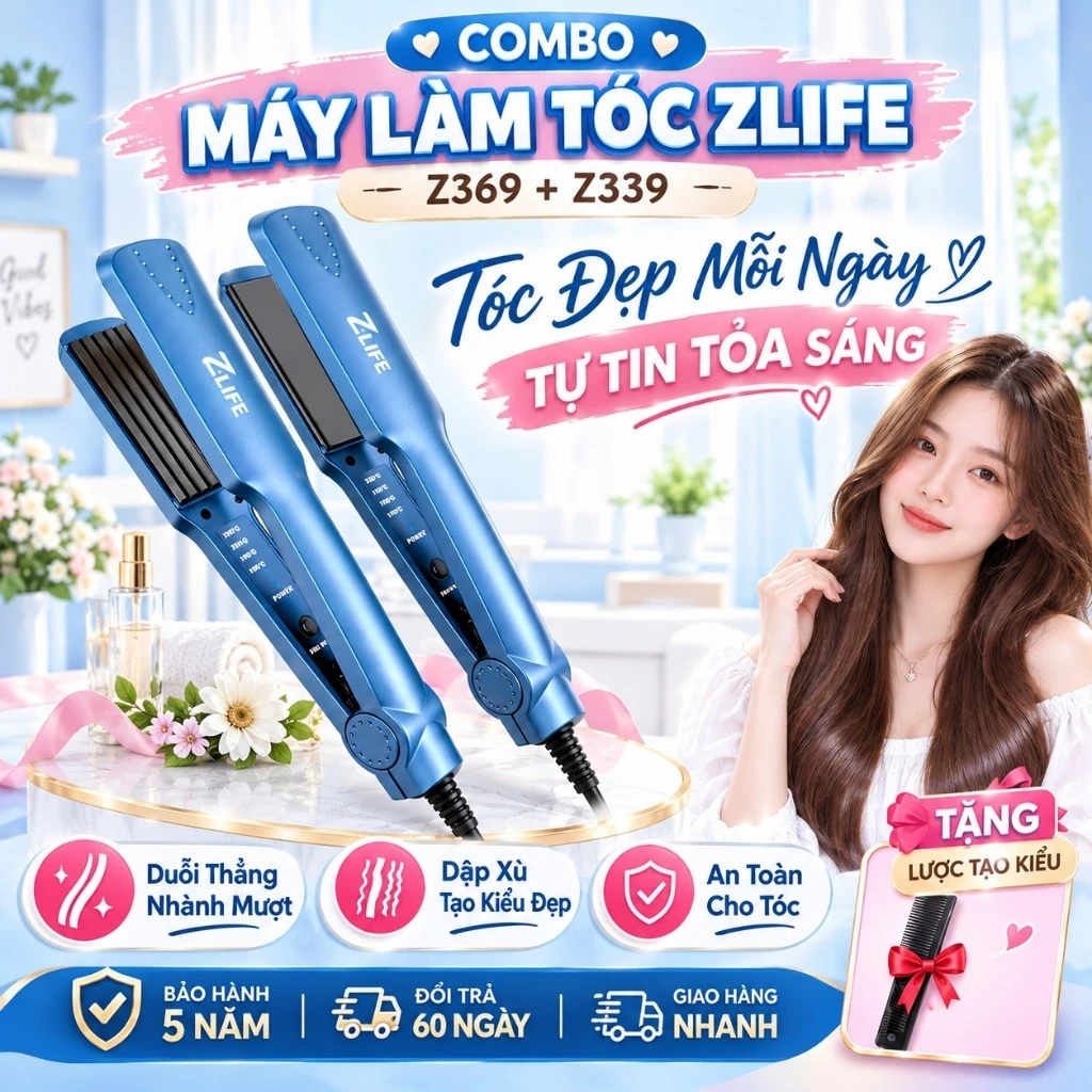 Máy Duỗi Tóc Chuyên Nghiệp - Máy Tạo Kiểu Tóc Làm Thẳng Tóc, Bảo Vệ An Toàn Tóc Tránh Hư Tổn Tóc