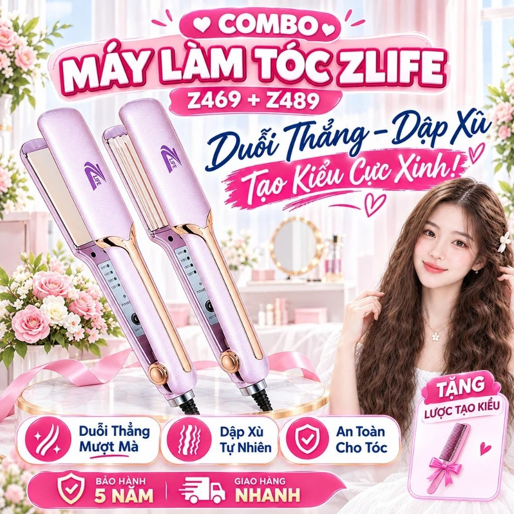 Máy Duỗi Tóc Chính Hãng Zlife Z469, Máy Tạo Kiểu Tóc Cao Cấp Làm Thẳng Tóc Nhanh Ngay Tại Nhà
