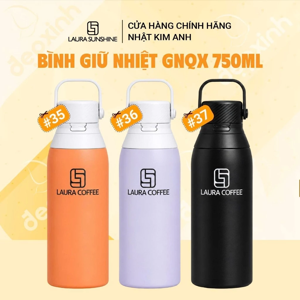 [MẪU MỚI] Bình giữ nhiệt quai xách Laura Coffee GNQX 750ml