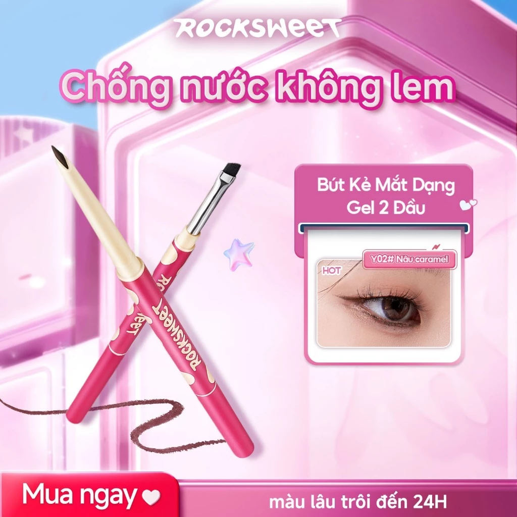 LIVE ROCKSWEET Bút Kẻ Mắt Gel Hai Đầu — Trơn Mịn, Màu Sắc Sống Động, Chống Nhòe, Giữ Lâu Trôi
