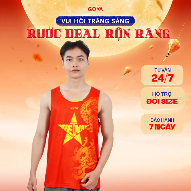 Áo Thể Thao Chạy Bộ Nam Nữ GOYA SINGLET DRAGON (Rồng Vàng) -  Siêu Nhẹ, Thoáng Mát, Co Giãn 2 Chiều