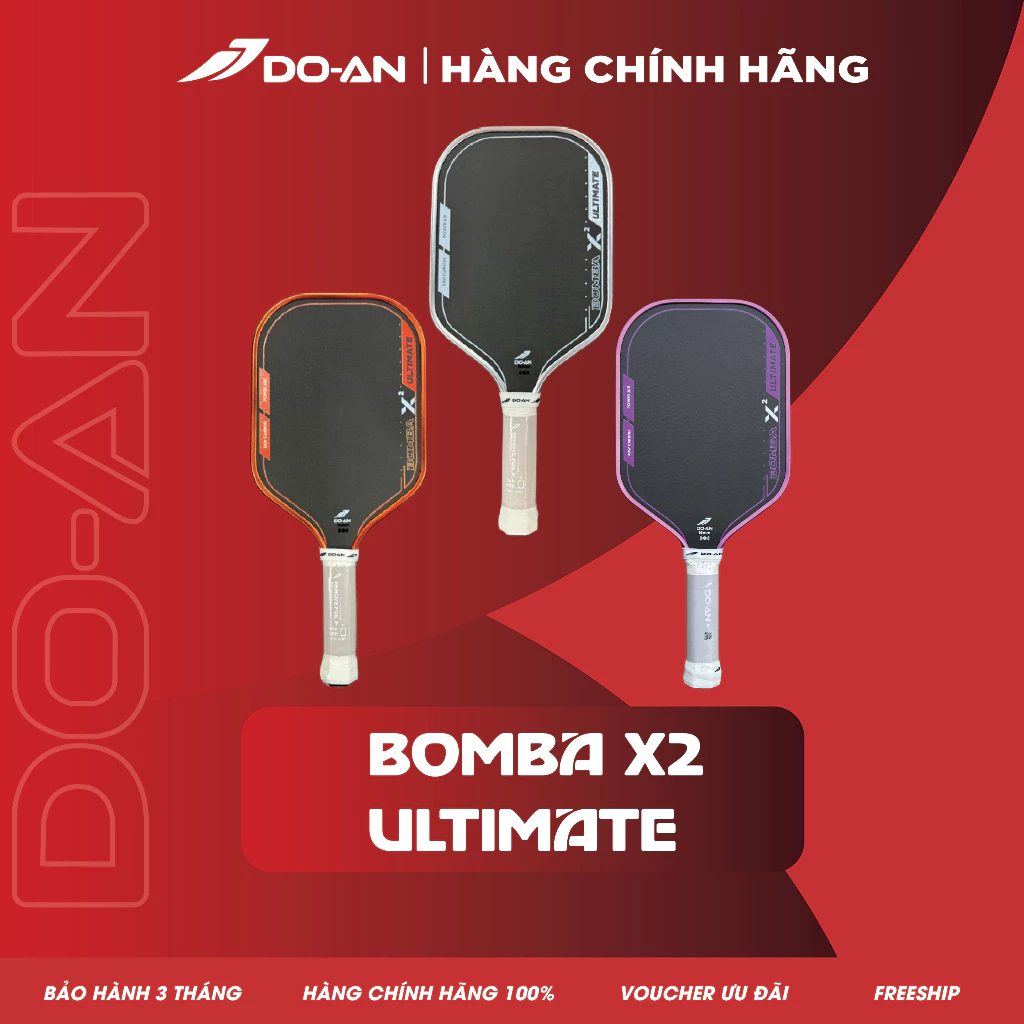 Vợt Pickleball DO-AN Bomba X2 ULTIMATE Lõi full foam, viền metallic, âm thanh siêu to, mặt carbon ép nóng-PB-BX2U