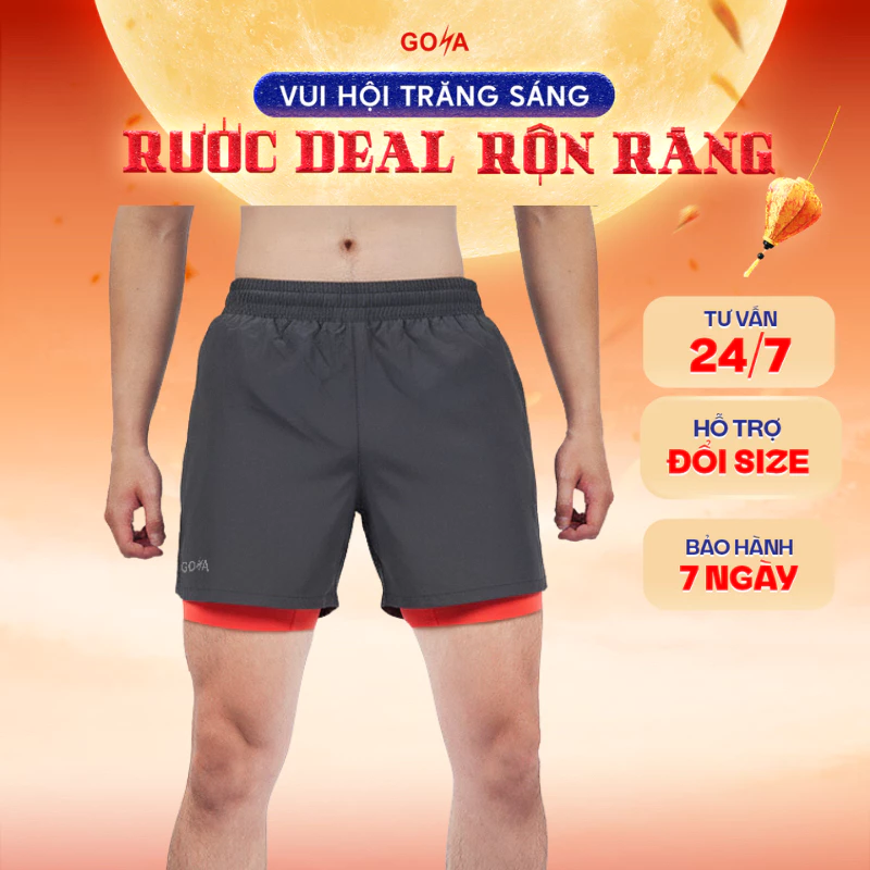 Quần Thể Thao Chạy Bộ Nam 2 Lớp GOYA FLOW  Năm 2026 - Hỗ Trợ Cơ Bắp, Giảm Ma Sát, Thoáng Khí