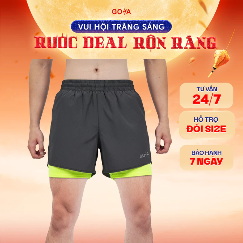 Quần Thể Thao Chạy Bộ Nam 2 Lớp GOYA FLOW  Năm 2026 - Hỗ Trợ Cơ Bắp, Giảm Ma Sát, Thoáng Khí 2