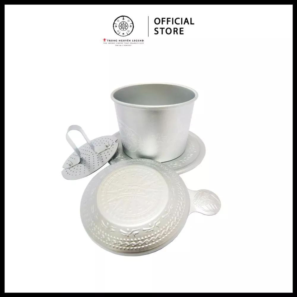 Quà tặng không bán - Phin nhôm cao cấp Trung Nguyên hoa văn trống đồng