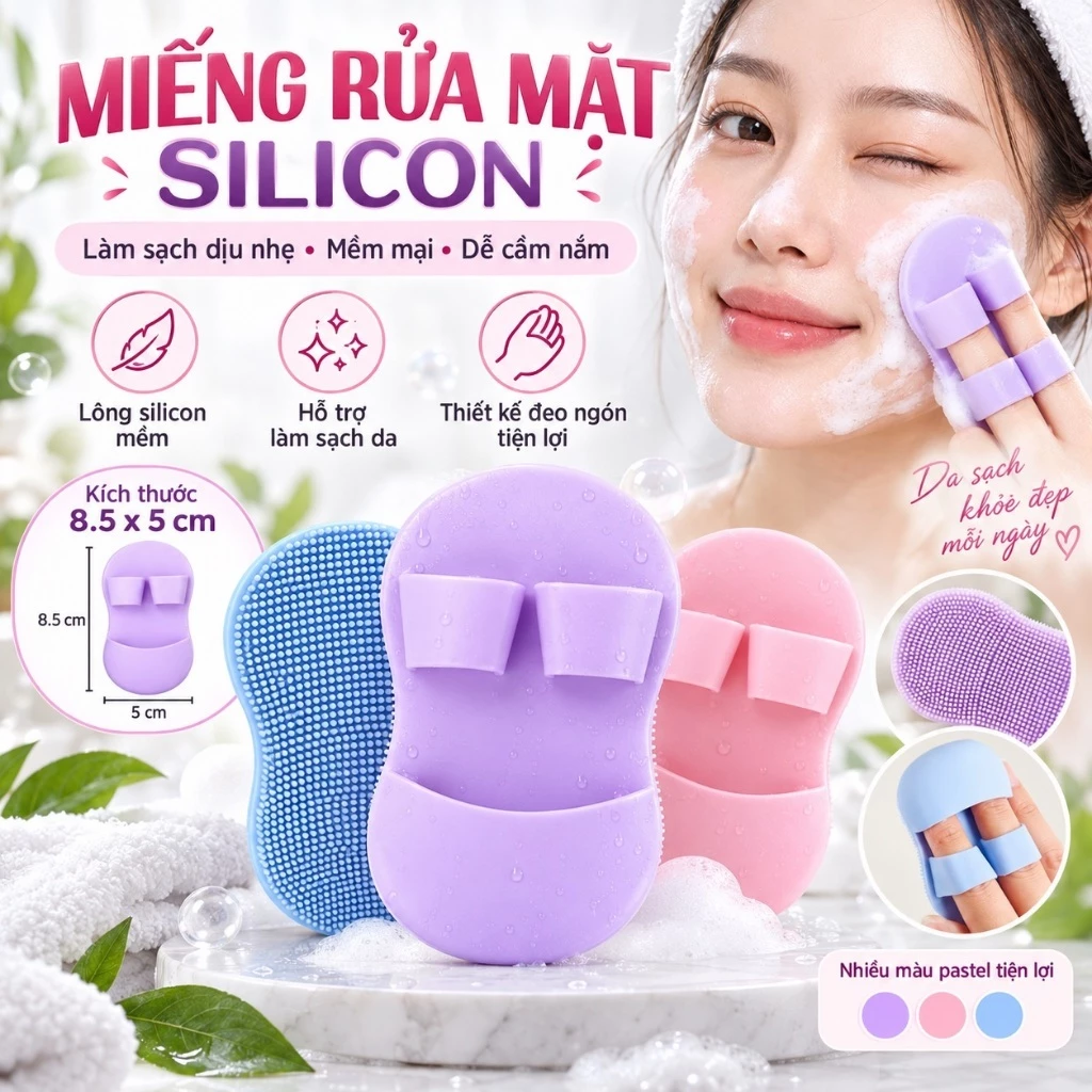 Miếng Rửa Mặt Silicon Mini Bản Chải Rửa Mặt Silicon Thiết Kế Thông Minh Bàn Chải Spa Tẩy Tế Bảo Chết Da Mặt