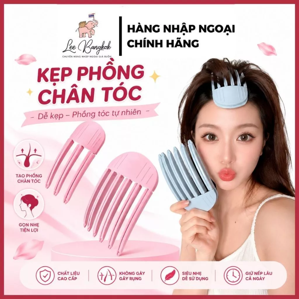 Lược, Kẹp 6 Răng Làm Phồng Chân Tóc Hair Root volumizer Đẩy Tạo Kiểu Và Nâng Phồng Tóc Màu Hồng Dễ Thương