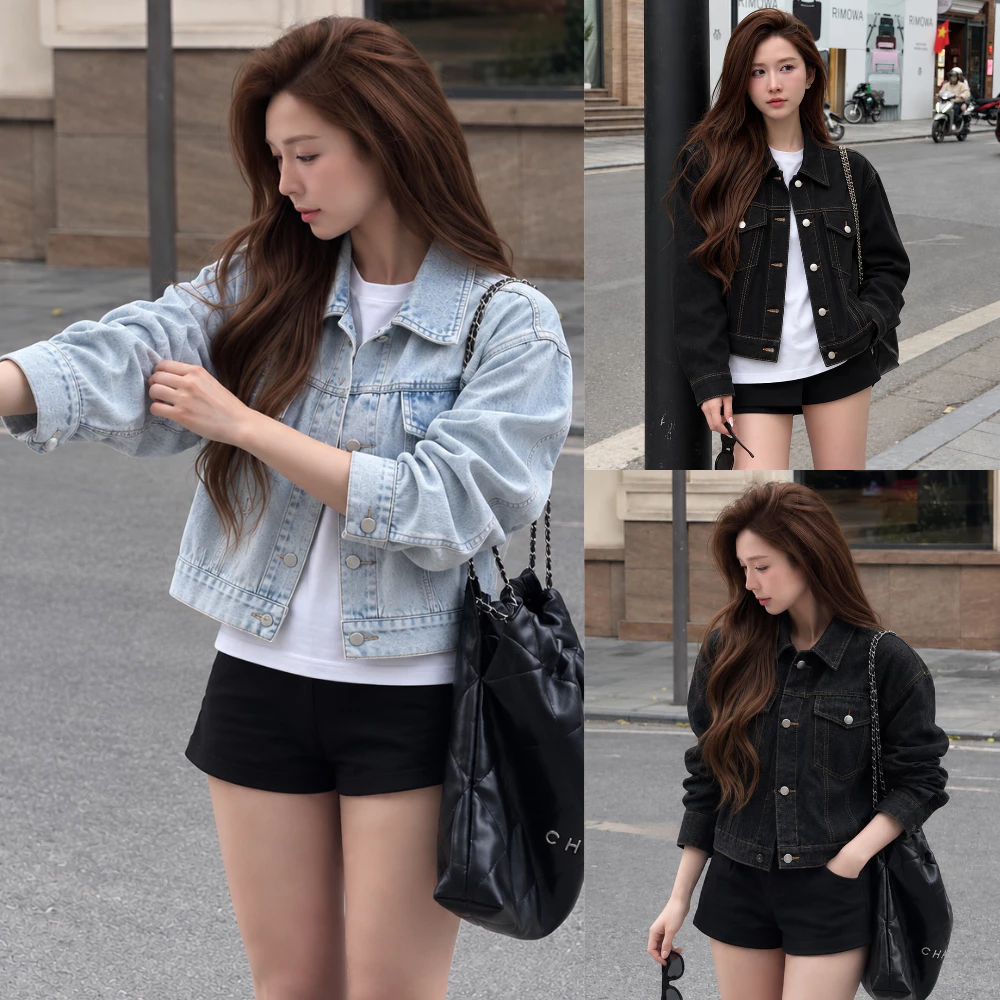 Áo khoác jean MIAA Form Nam Nữ chất denim có túi trong phong cách trẻ trung năng động