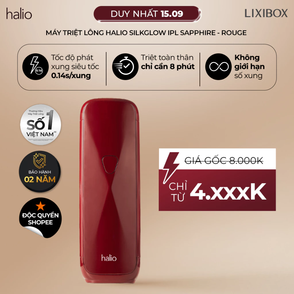 [KOL] Máy Triệt Lông Halio SilkGlow IPL Sapphire Cooling Hair Removal Device - Rouge