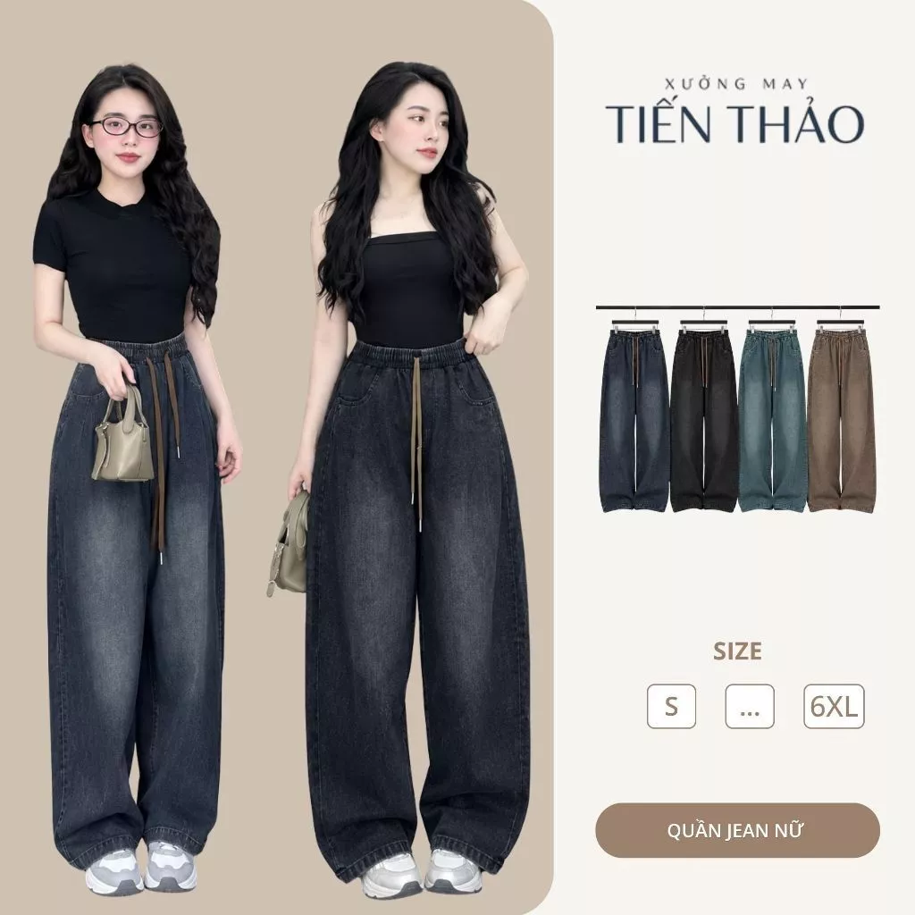 [GIÁ MỞ BÁN] Quần Jean Nữ Ồng Rộng Bo Gấu Chun Eo Chất Liệu Jean Mềm Mại Có Bigsize Phong Cách Thời Trang - Q32