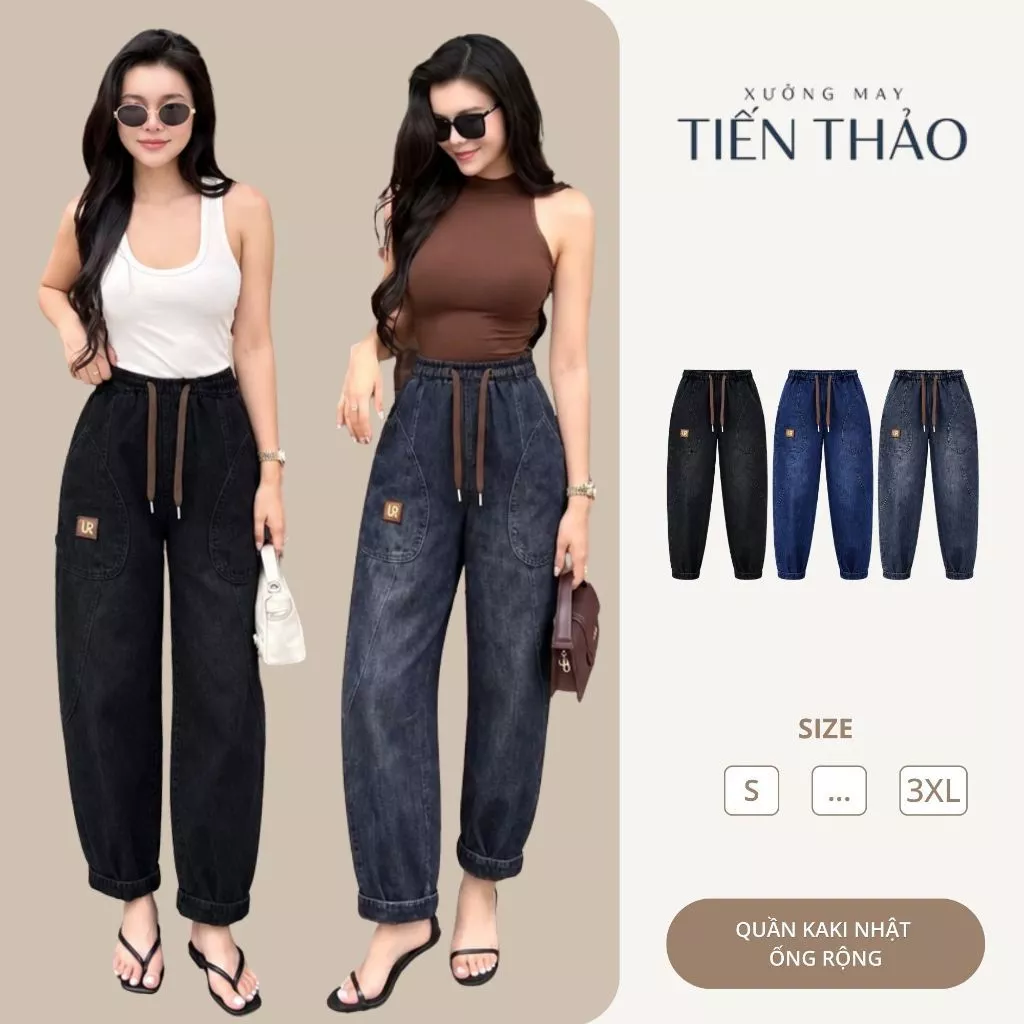 [Q13] Quần Jean Nữ Baggy, Quần Dài Bò Giấy Có Bigsize Chất Mềm Mịn Dày Dặn Có Dây Rút Đi Học