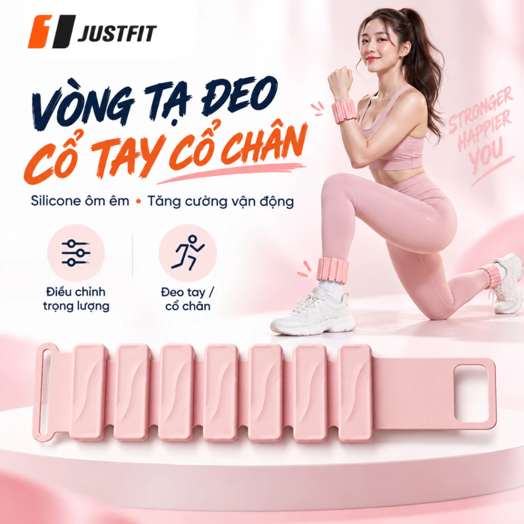 Vòng Tạ Cổ Tay Cổ Chân JUSTFIT Silicone Tháo Lắp Khối Tạ Tập Yoga Pilates Gym Chạy Bộ