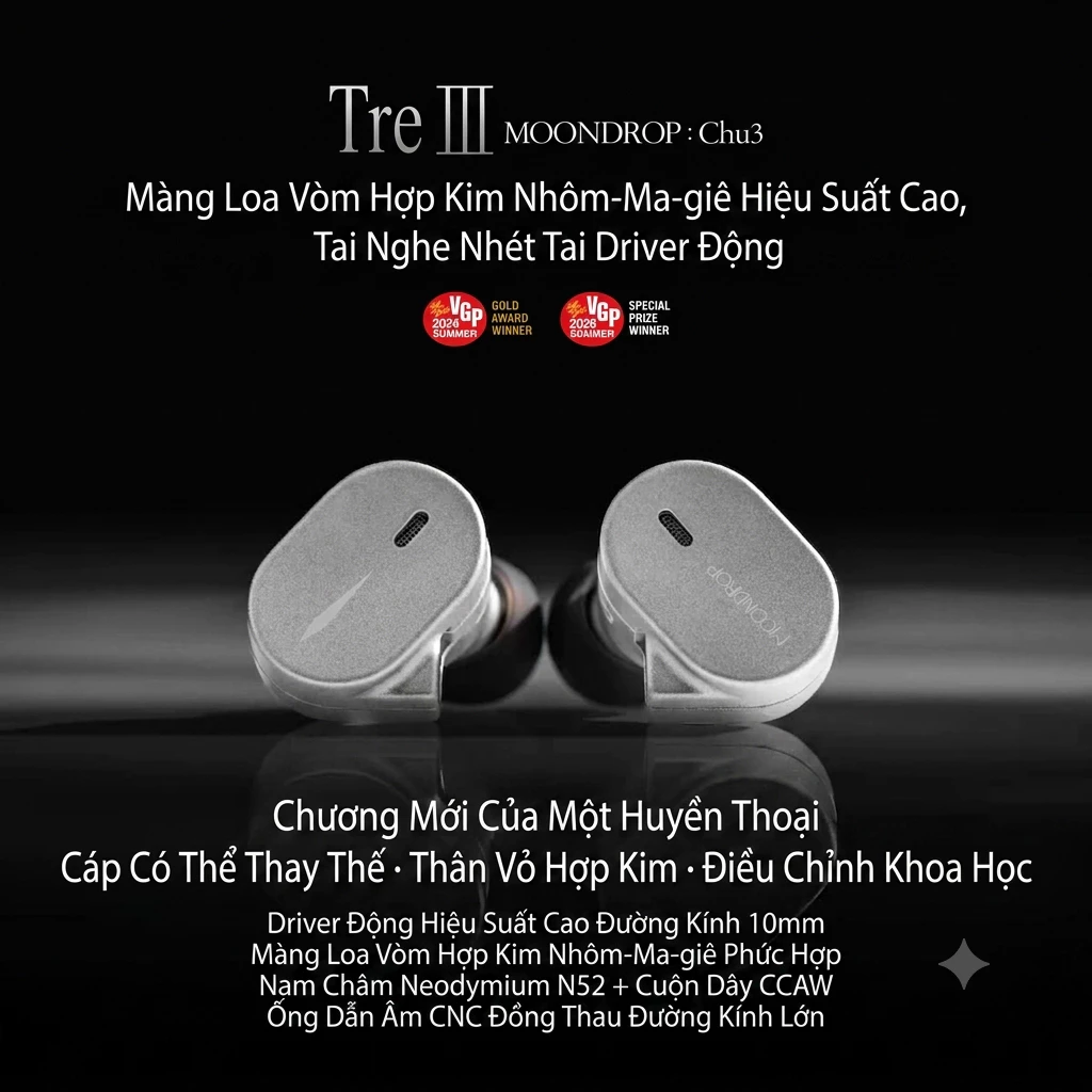 [Hỏa Tốc] Tai Nghe IEM Moondrop Chu 3 Chu III Tăng Bass Chu III Âm V-Shape Kim Loại