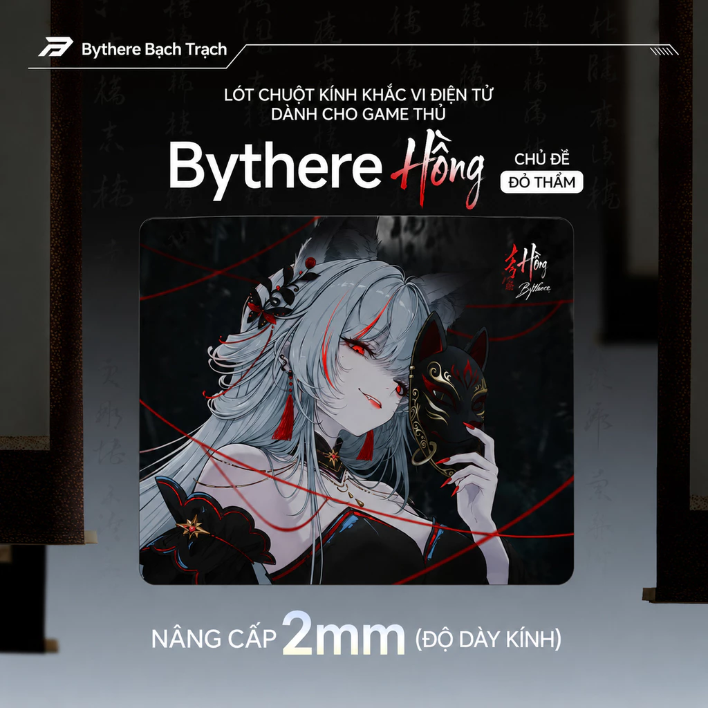 [Hỏa Tốc] Pad Chuột Kính Gaming Bythere TFG1 Scarlet Siêu Mỏng 2mm Art Độc Quyền Cường Lực 6.0H