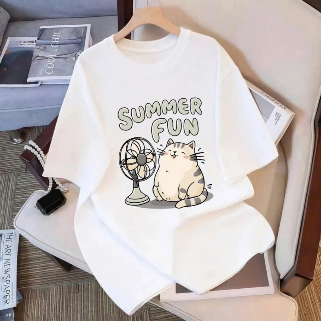 Ao Thun Nam Nữ Họa Tiết Chú Mèo Chất Cotton Co Gian 4 Chiều Dày Dặn Âm Ap Form Dáng Thời Trang