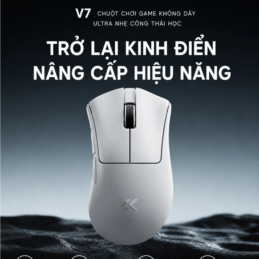 [Hỏa Tốc] Chuột Gaming Mchose V7 Công Thái Học Paw3395 Không Dây Siêu Nhẹ 59g