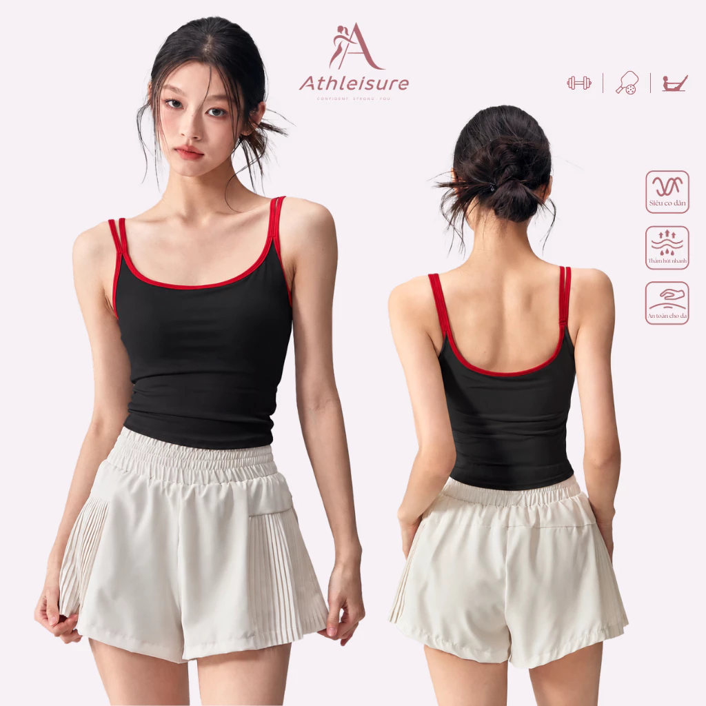 Áo tập bra nữ 2 dây nữ tính tập Gym, Pilates, Yoga tôn dáng, thoải mái, có đệm ngực kèm áo - UP12