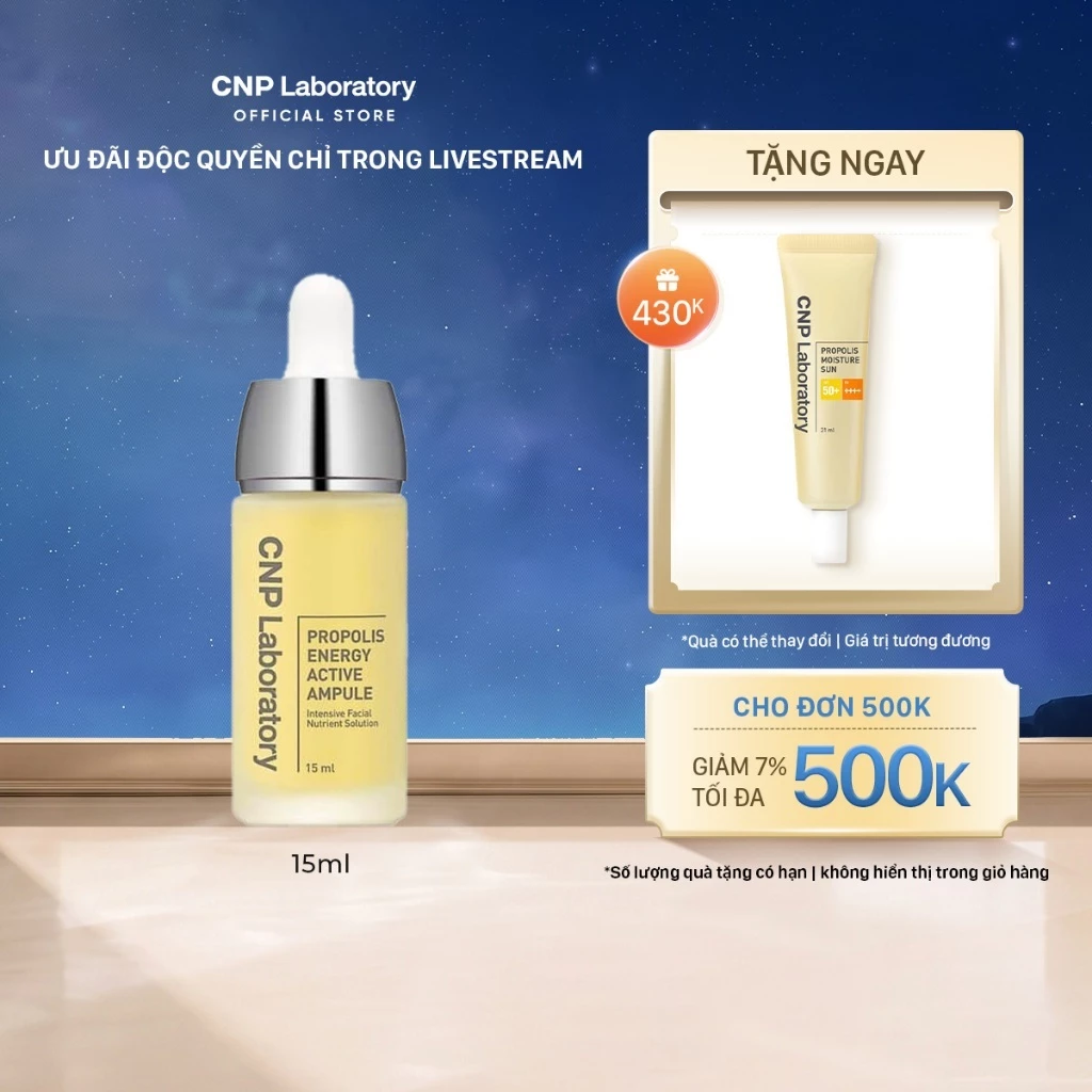 [CNP Laboratory Official x KOL] Tinh chất tái tạo phục hồi da chiết xuất keo ong CNP Propolis Energy Ampule 15ml (live)