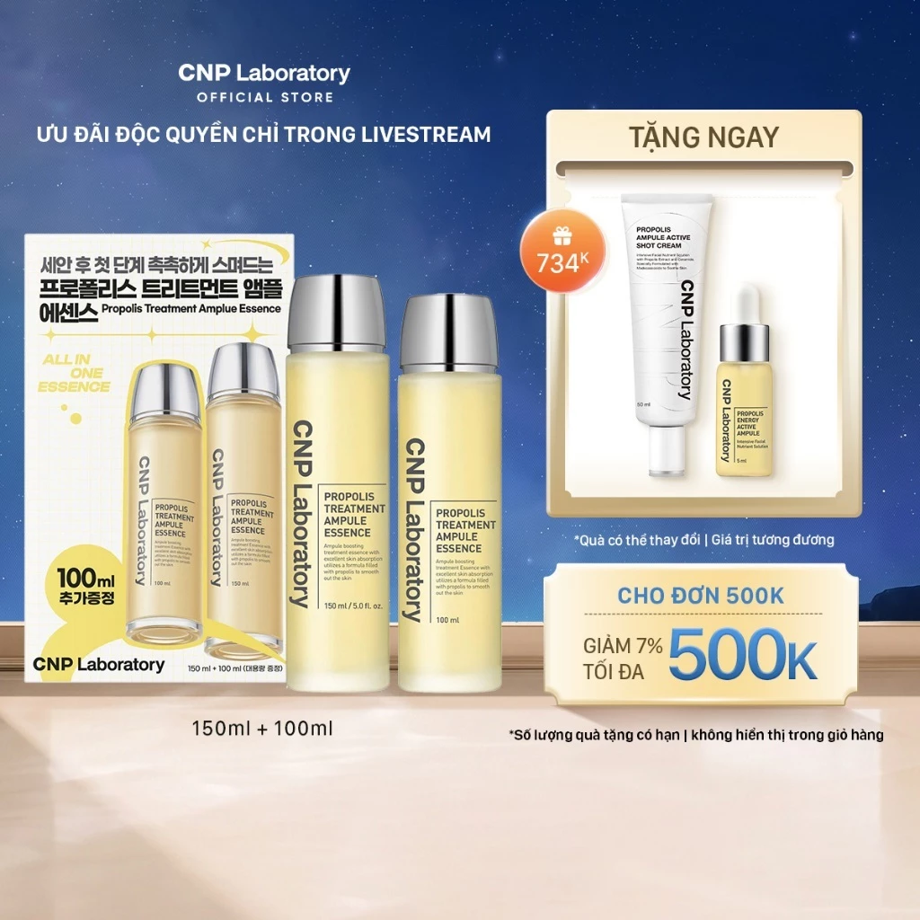 [CNP Laboratory x KOL] Set Toner keo ong phục hồi làn da CNP Propolis Treatment Ampule Essence 150ml+100ml