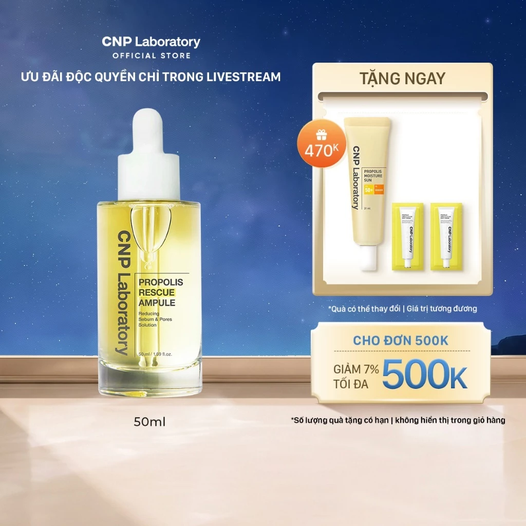 [CNP Laboratory Official x KOL] Tinh chất keo ong cho da dầu phục hồi làn da CNP Propolis Rescue Ampule 50ml