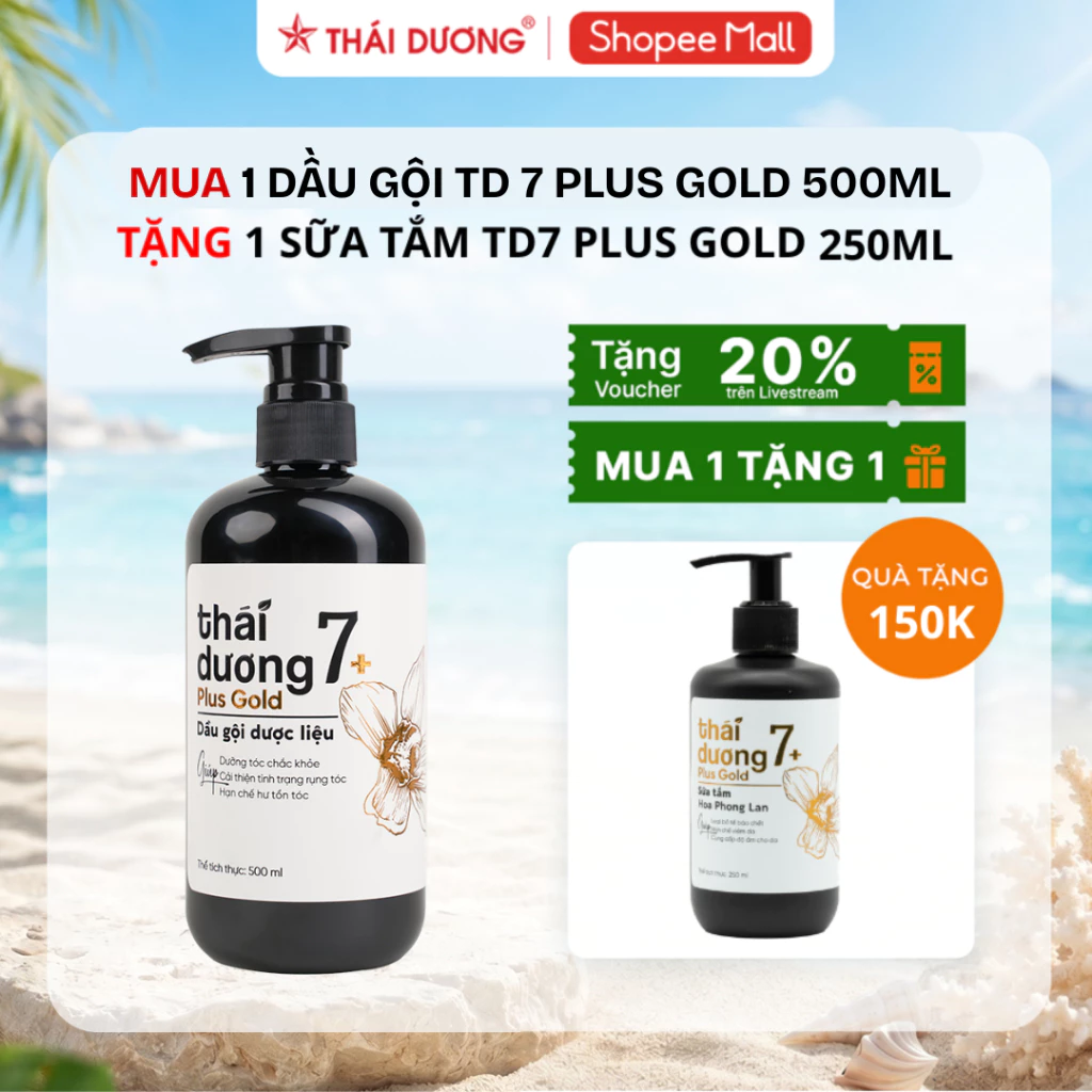 [Sale Tháng 9] Mua 1 Dầu gội Thái Dương 7 Plus GOLD 500ml tặng 1 Sữa tắm Thái Dương 7 Plus Gold 200g