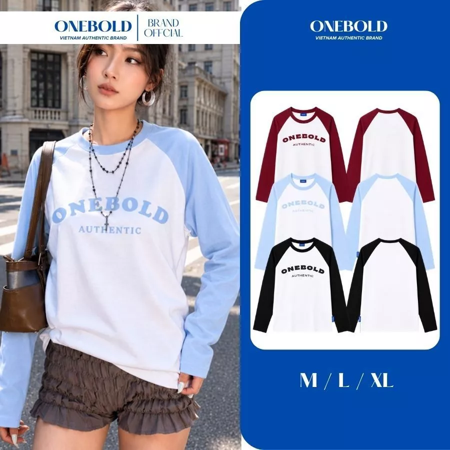 Áo Thun Tay Dài RAGLAN "AUTHENTIC" iN ONEBOLD Cotton 270Gsm Form Rộng Phong Cách Trẻ Trung dễ phối đồ- OB25