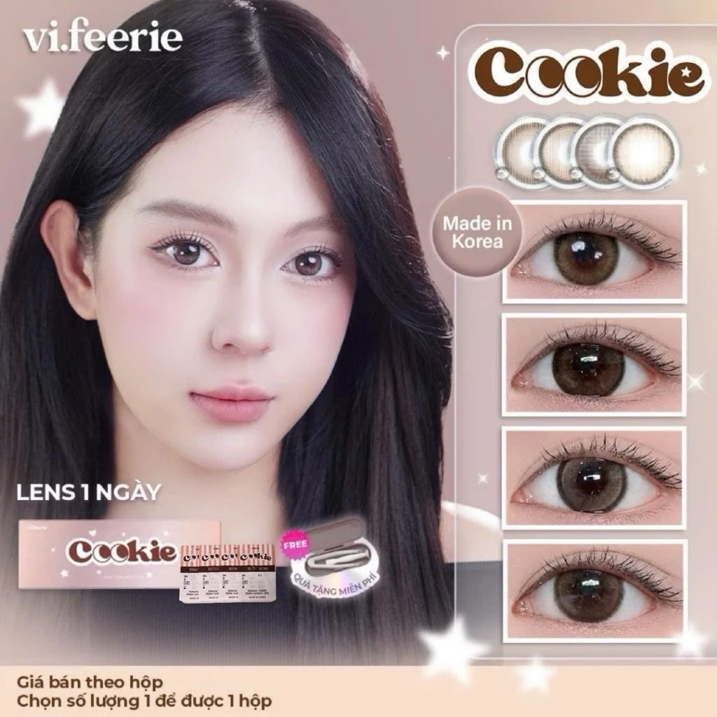 (10 CHIẾC) Lens 1 ngày nâu tự nhiên COOKIE DIA 14.5 Donut/Butter/Mochi/Velvet lens kỷ yếu / lens cô dâu - Vi Feerie lens