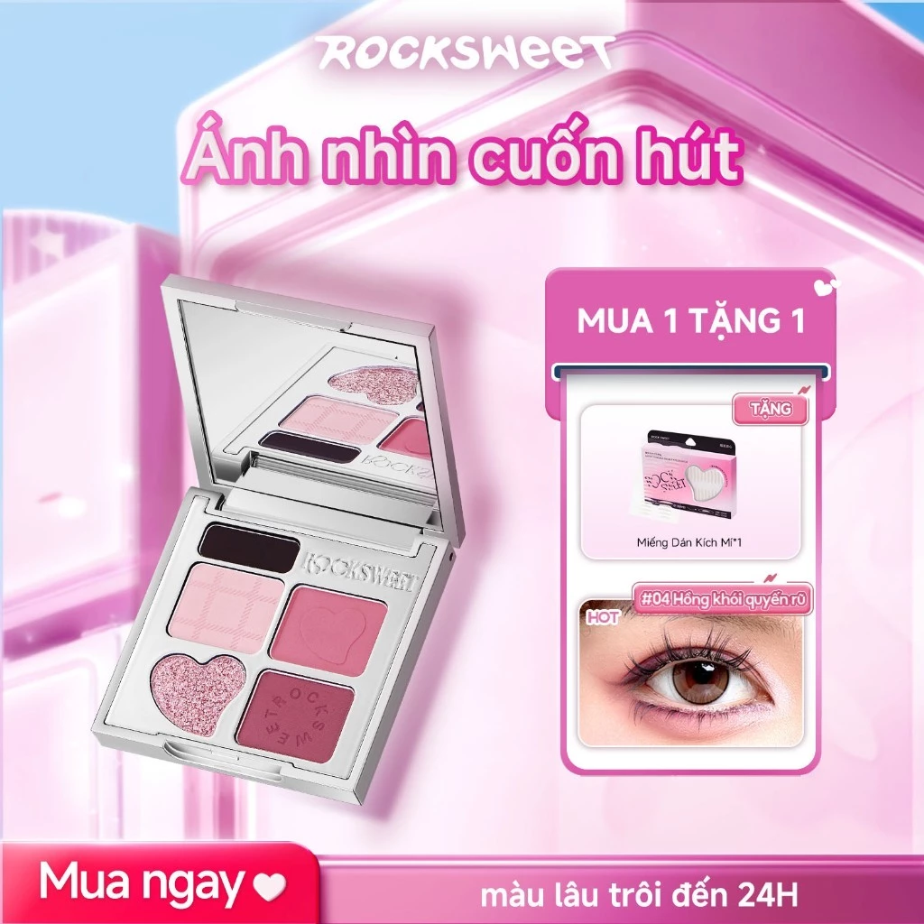 Rock Sweet RS Bảng Màu Mắt Và Lông Mày 5 Màu Có Sắc Tố Cao Dưỡng Ẩm Chống Nhòe Và Không Thấm Nước Đa Sắc Thái Dễ Phối Đồ