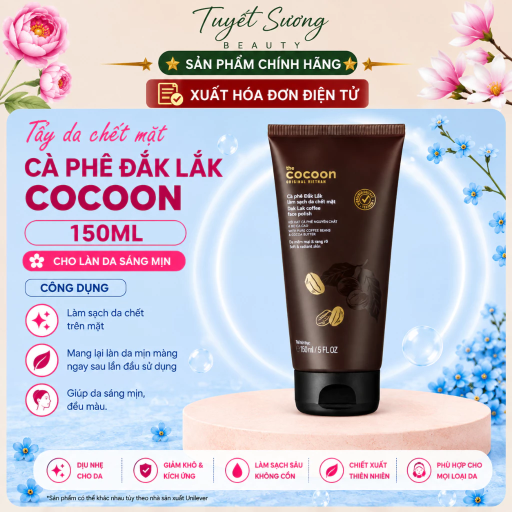 Tẩy da chết mặt cà phê Đắk Lắk Cocoon cho làn da mềm mại & rạng rỡ 150ml