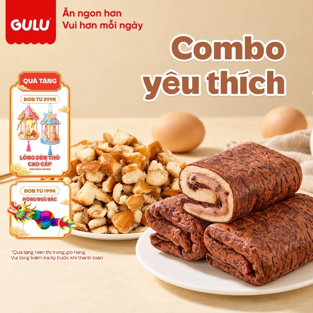 [Ưu Đãi] Bánh Cuộn Dinh Dưỡng và Bánh Mì Sấy Giòn Gulufoods Mix Vị Không Chiên Dầu Ăn Sáng Ăn Vặt