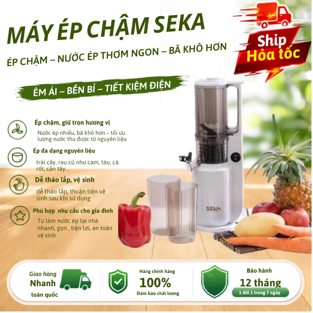Máy ép chậm SEKA SK535-S Dung Tích 550Ml Công Suất 250W - Xay nhanh đa năng, dễ sử dụng